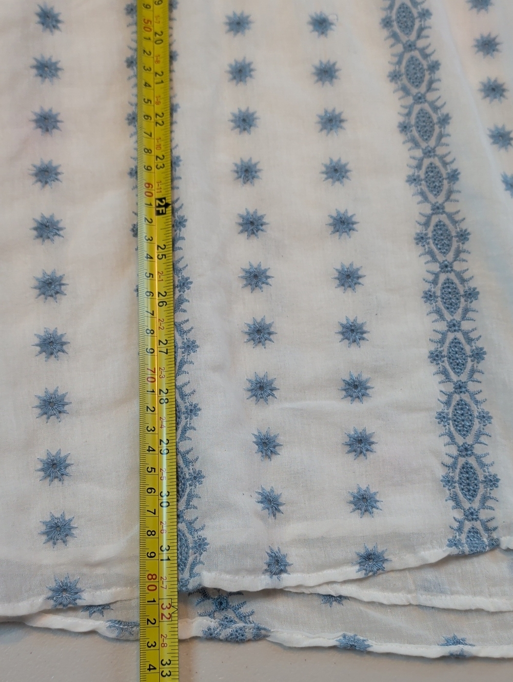 Dylan, White And Light Blue Embroidered Sleeveless Dress. XS - Picture 7 of 7